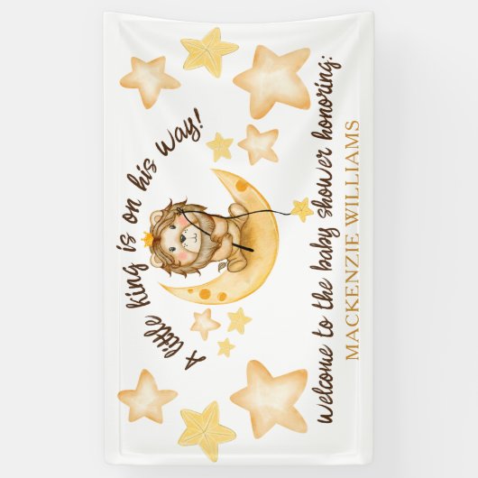 Little King Safari Lion Boy Baby shower Welkom Spandoek (Verticaal)