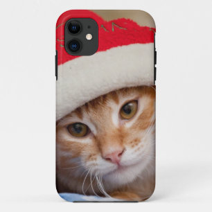 Little Kitten in Red kerstPet iPhone 11 Hoesje