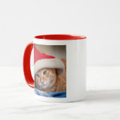 Little Kitten in Red kerstPet Mok (Voorkant links)