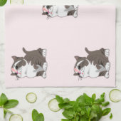 Little Kittens Serviette de cuisine rose (Plié)