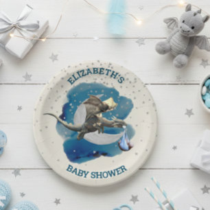 Little Knight Dragon Silver Star Baby shower Papieren Bordje