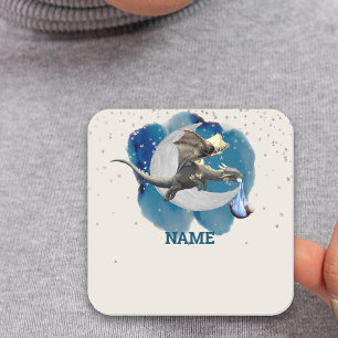 Little Knight Dragon Stars naamkaartje baby shower Vierkante Sticker