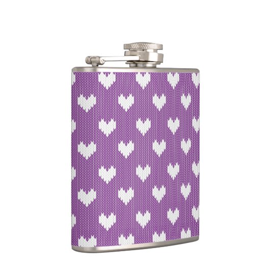 Little Knit Hearts Pattern op Paars Heupfles (Rechts)