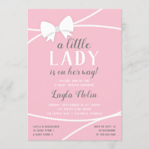 Little Lady Baby shower Invitation, roze, grijs Kaart
