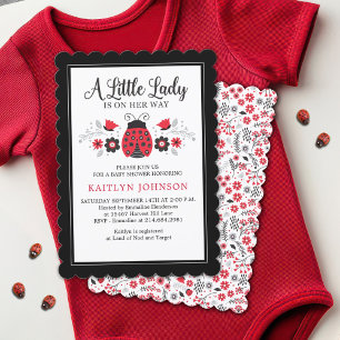 Little Lady Ladybug Baby shower Kaart