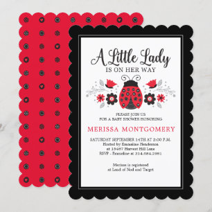 Little Lady Ladybug Girl Baby shower Invitation Kaart