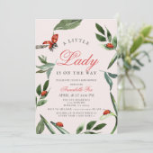Little Lady Ladybug & Leaves Girl Baby shower Kaart (Staand voorkant)