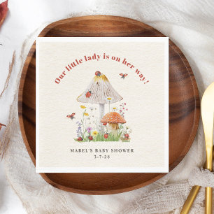 Little Lady Ladybug Mushroom Flowers Baby shower Servet