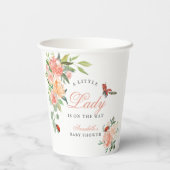 Little Lady Ladybug Roses Girl Baby Shower Papieren Bekers (Achterkant)