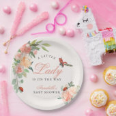 Little Lady Ladybug Roses Girl Baby Shower Papieren Bordje (Feest)