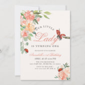 Little Lady Ladybug Rozen Meisje 1e verjaardag Kaart (Voorkant)