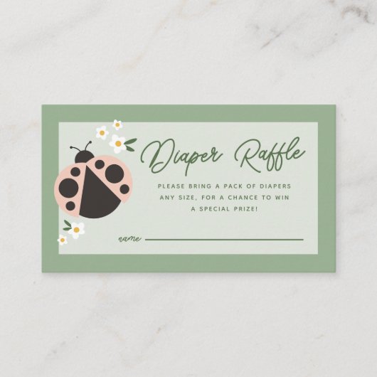 Little Lady Love Bug Sage Groene Luier Raffle Informatiekaartje (Voorkant)