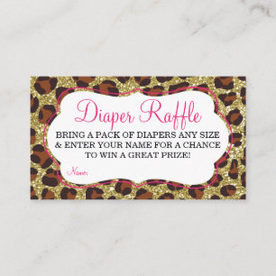 Little Lady Luier Raffle Ticket, Cheetah, Roze Informatiekaartje