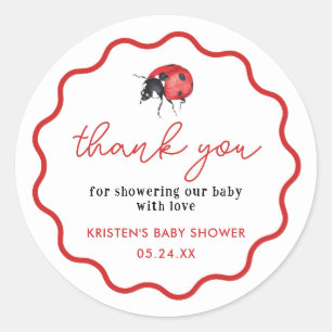 Little Ladybug Baby shower Dankuwel Ronde Sticker