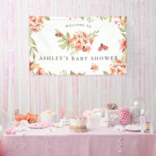 Little Ladybug | Baby shower Welkomstbanner Spandoek (Feest)