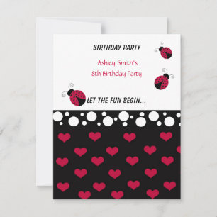 Little Ladybug Birthday Invitation Kaart
