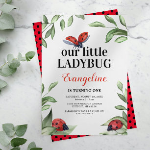 Little Ladybug Birthday Invitation Kaart