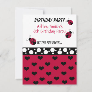 Little Ladybug Birthday Invitation Kaart