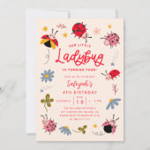 Little Ladybug Birthday Party Kaart (Voorkant)