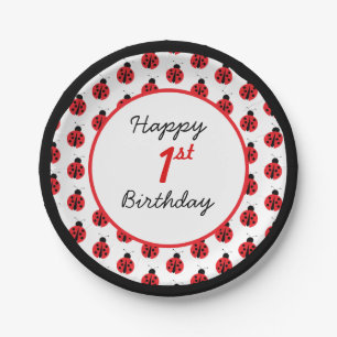 Little Ladybug Birthday Polka Dot Papieren Bordje