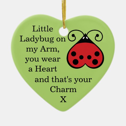 Little Ladybug Charming Heart Shape Ornament Green (Voorkant)