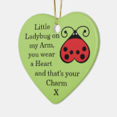 Little Ladybug Charming Heart Shape Ornament Green (Links)