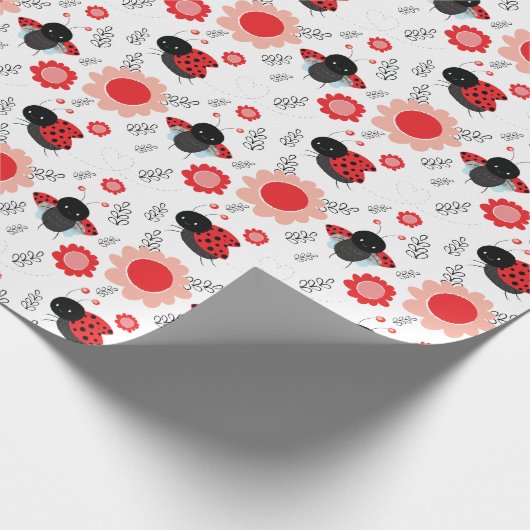 Little Ladybug Cute Pattern Cadeaupapier (Hoek)
