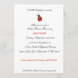 Little Ladybug Elegant Baby shower Invite Kaart