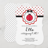 Little Ladybug First Birthday Party Invitation Kaart (Voorkant / Achterkant)