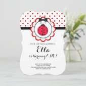 Little Ladybug First Birthday Party Invitation Kaart (Staand voorkant)