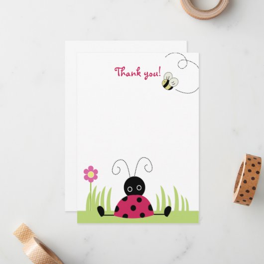 Little Ladybug Flat Merci cartes de notes (Devant/Arrière en situation)