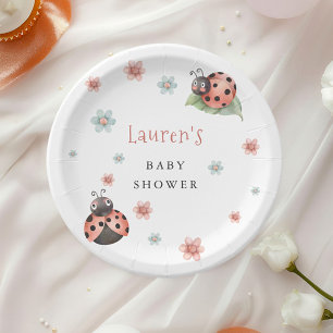 Little Ladybug Insect Girl Baby shower Papieren Bordje