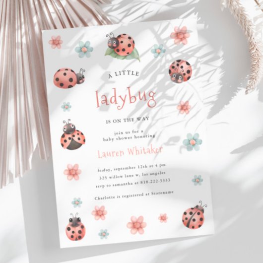 Little Ladybug is op weg naar het Baby shower van Kaart