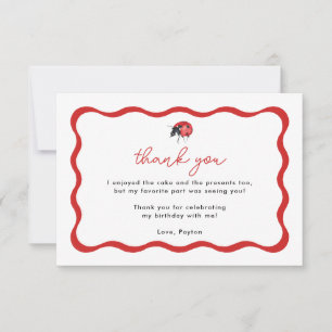 Little Ladybug Meisje Verjaardagsfeestje Dank u Bedankkaart