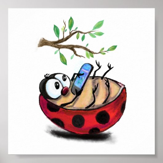 Little Ladybug met Phone Poater Spring Poster (Voorkant)