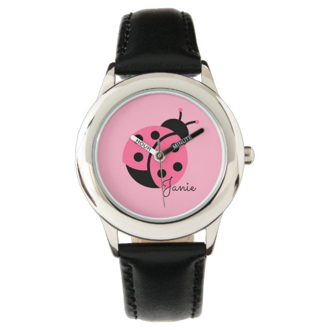 "Little Ladybug" montre personnalisée pour fille (devant)