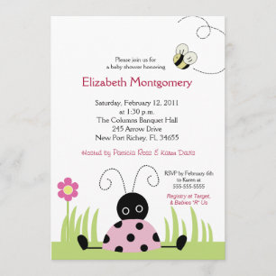 Little Ladybug (roze) Baby shower 5x7 Kaart