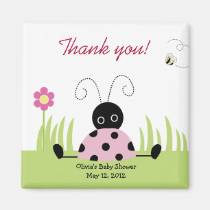 Little Ladybug (roze) Baby shower Favor Magnet Magneet