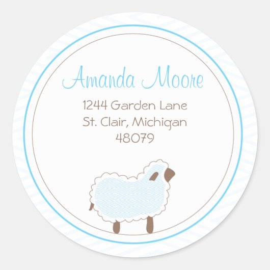Little Lamb Adreslabel Ronde Sticker (Voorkant)