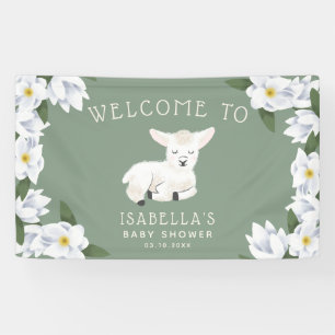 Little Lamb Baby shower Floral Welkom Spandoek