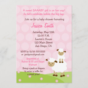 Little Lamb Baby shower Invitation Kaart