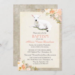 Little Lamb Baptism Bloemen Uitnodiging