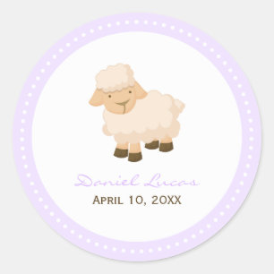 Little Lamb Baptisme Ronde Sticker