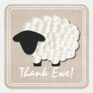 Little Lamb Dank u Stickers (vierkant)