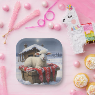 Little Lamb Moonlight Papieren Bordje