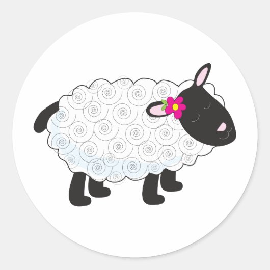 Little Lamb Ronde Sticker (Voorkant)