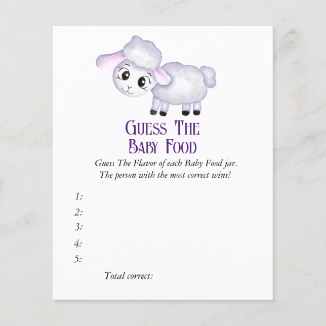 Little Lamb Sheep Baby shower spel (Voorkant)