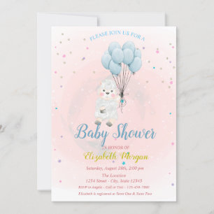 Little Lamb Sheep Stars Baby shower Invitation Kaart