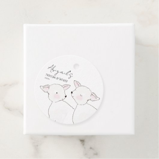 Little Lamb Twins Baby shower Bedankjes Labels (In situ)