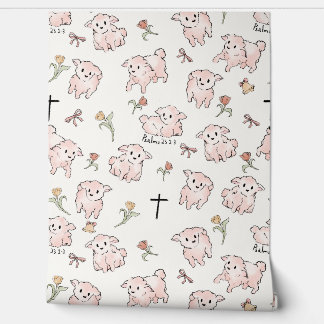 Little Lamb White Behang